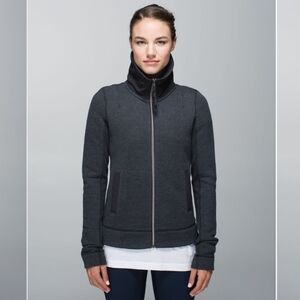 Lululemon En Route Heathered Black Scuba Jacket Size 10